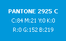 PANTONE 2925 C C:84 M:21 Y:0 K:0 R:0 G:152 B:219